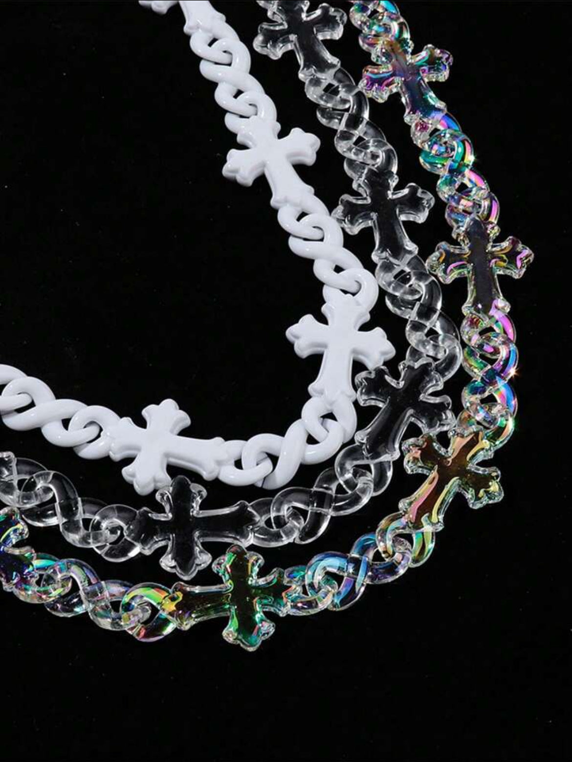 Acrylic Transparent Cross & Geometric Infinity Chain