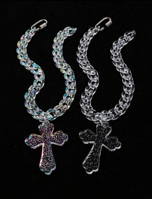 Necklace With Transparent Multicolor Acrylic Thorn chain