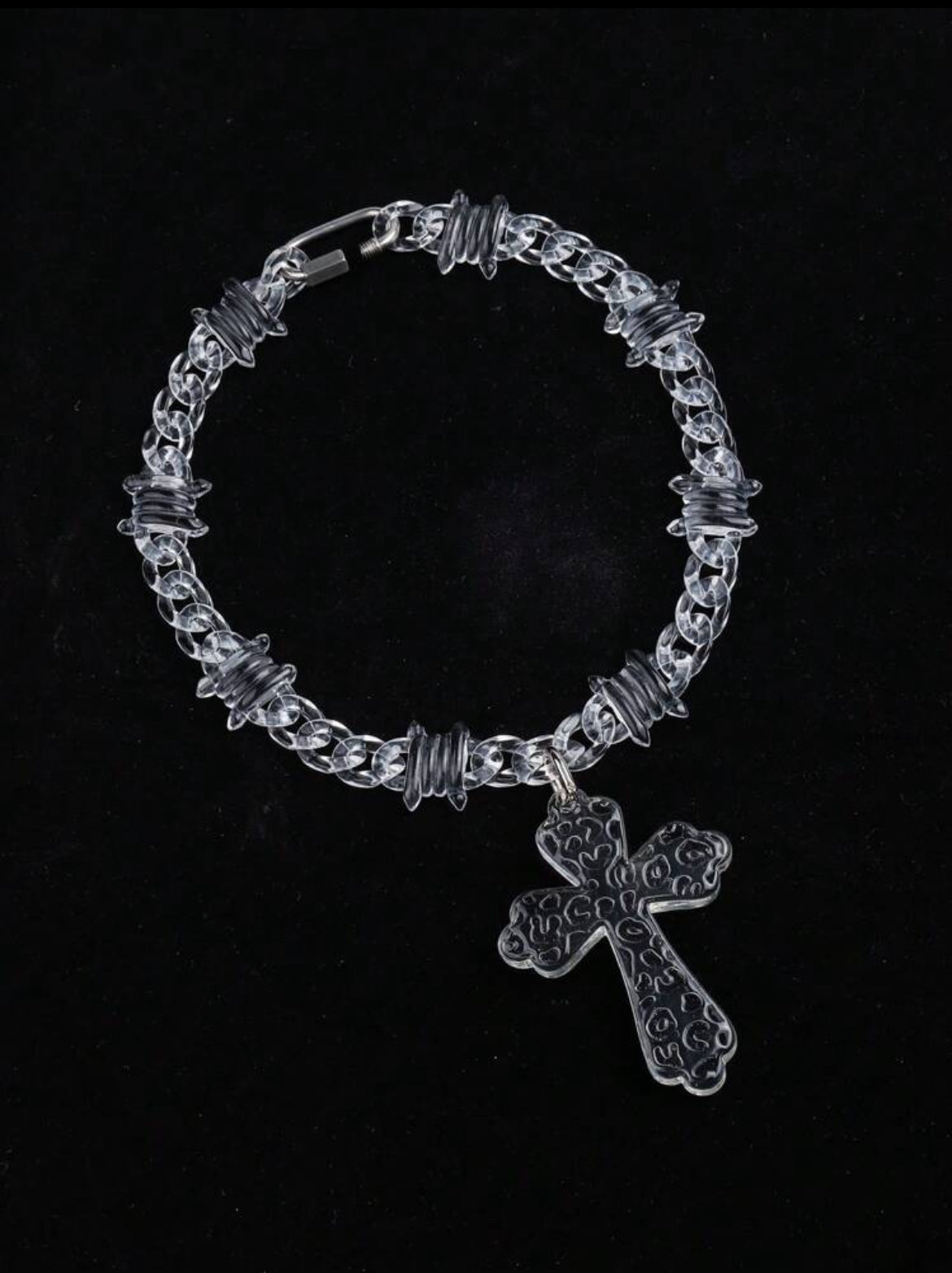 Necklace With Transparent Multicolor Acrylic Thorn chain