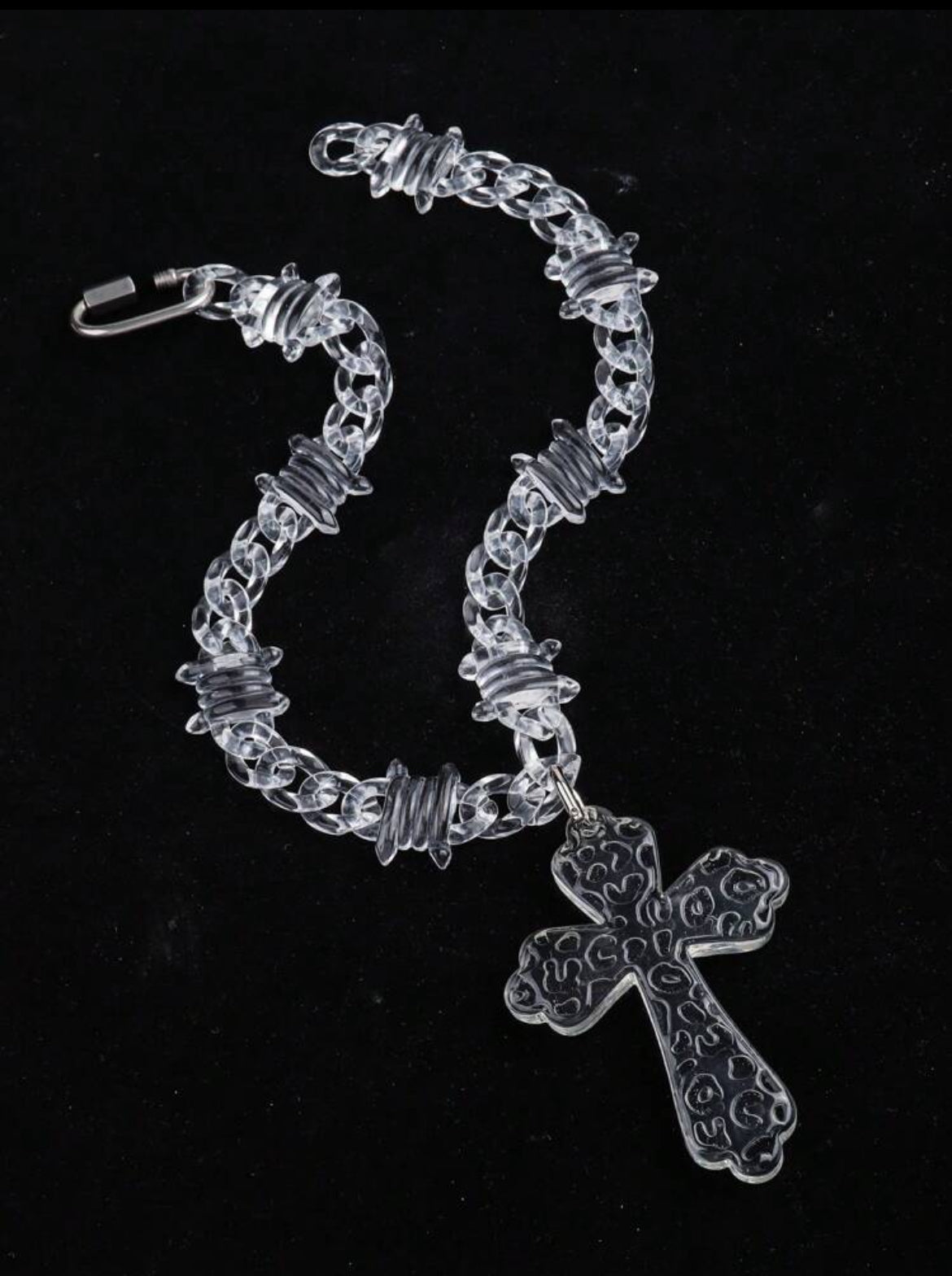 Necklace With Transparent Multicolor Acrylic Thorn chain