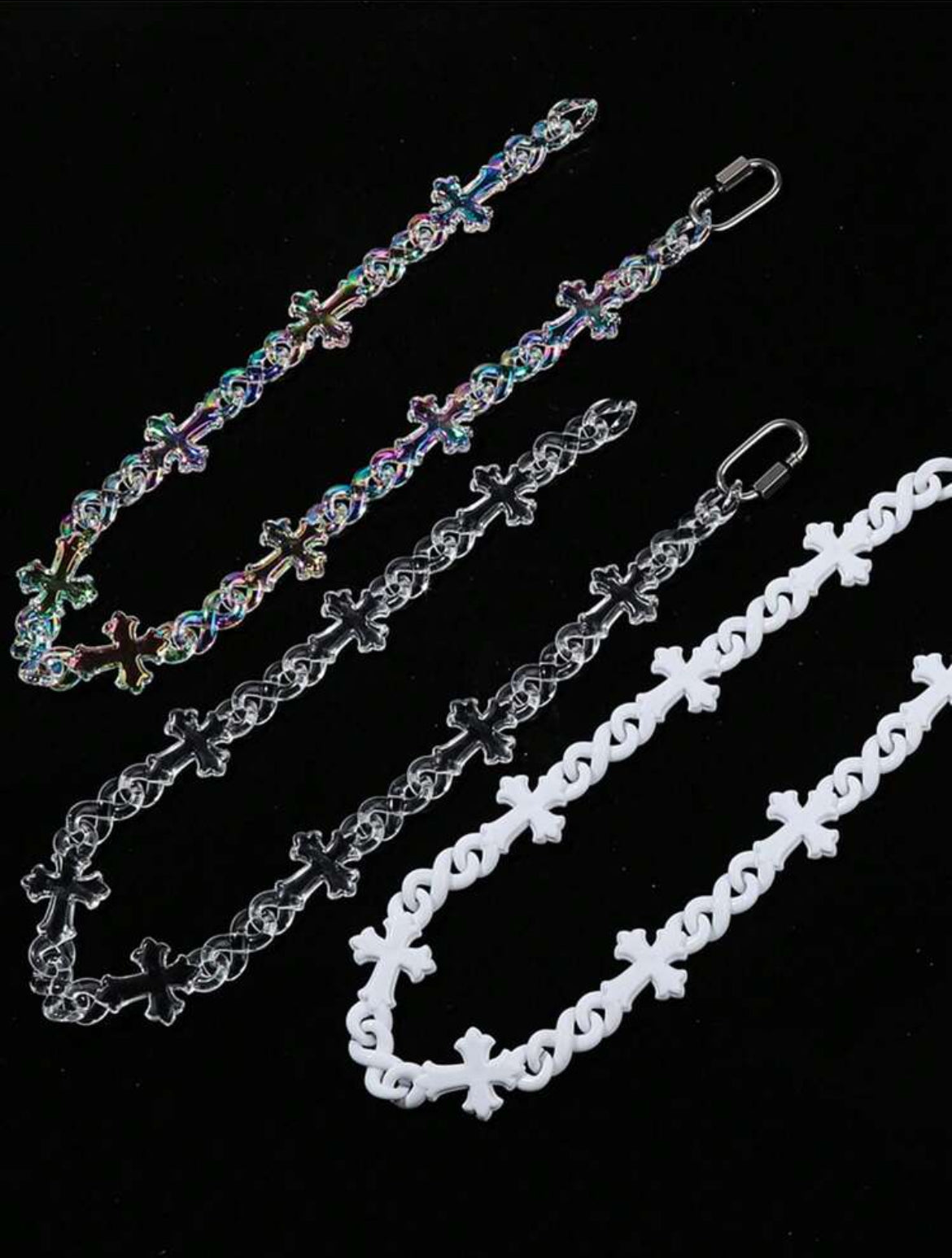 Acrylic Transparent Cross & Geometric Infinity Chain