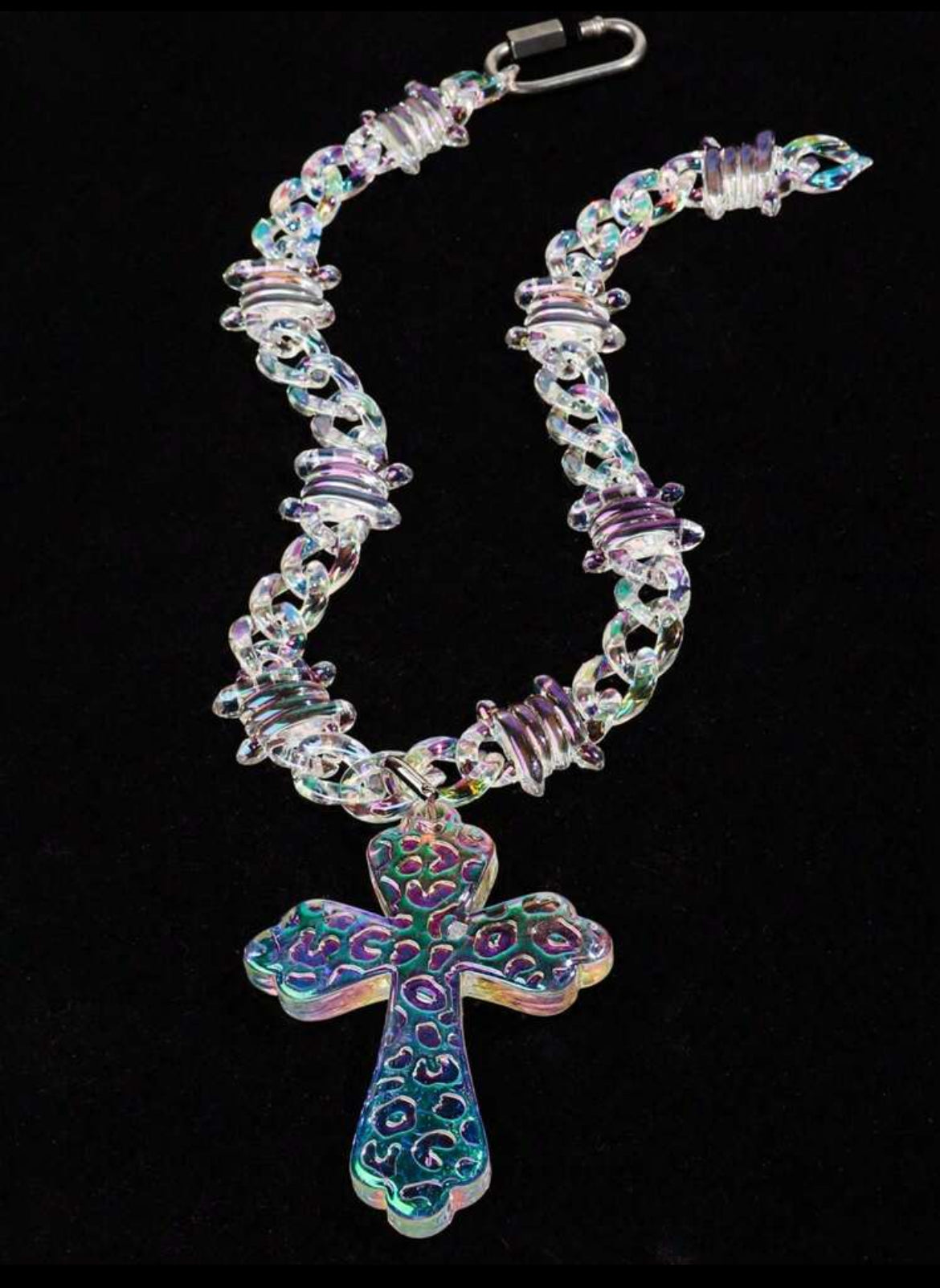Necklace With Transparent Multicolor Acrylic Thorn chain